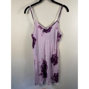 August Moon 100% Silk Floral Slip Dress Women Large Rose Chemise  Coquette HoCo